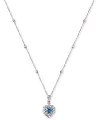 Heart-Shaped Gemstone & White Sapphire (1-1/2 ct. t.w.) Pendant Necklace in Sterling Silver, 18"