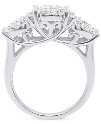 Lab-Grown Diamond Three Stone Ring (2 ct. t.w.) in Sterling Silver