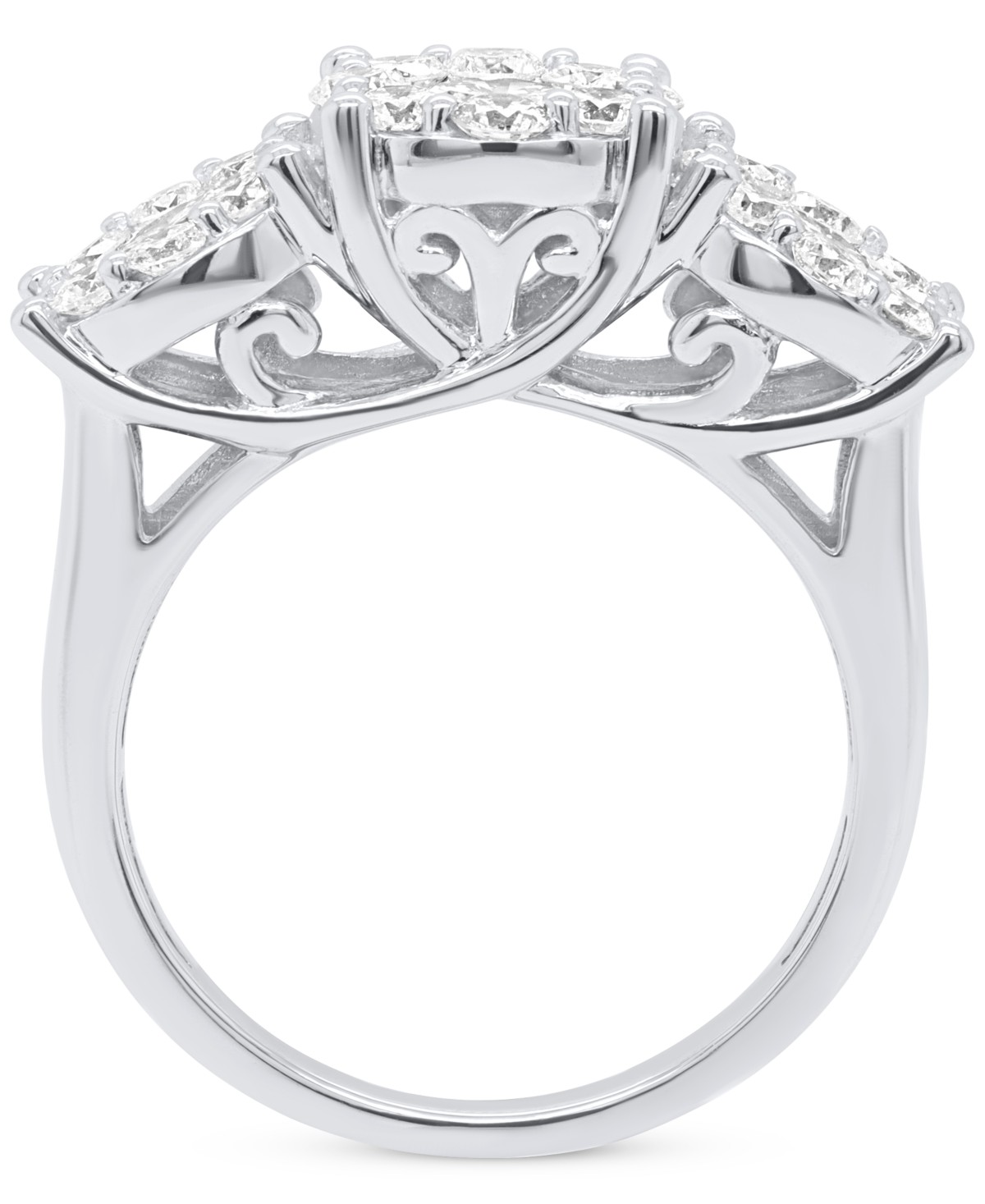 Женские платья Forever Grown Diamonds Lab-Grown Diamond Three Stone Ring (2 ct. t.w.) in Sterling Silver or 14k Gold-Plated Sterling Silver — фото 3