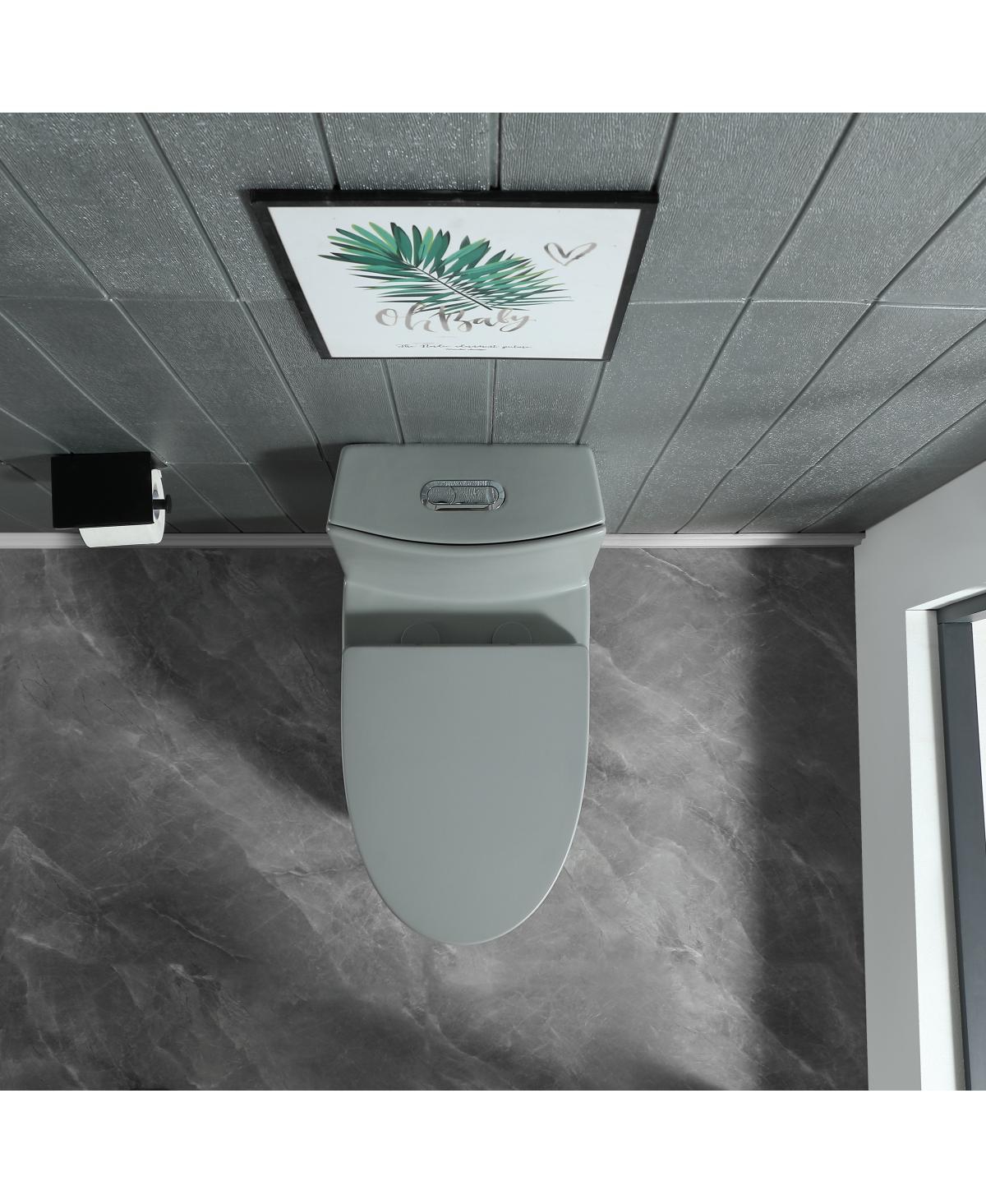 Streamdale Furniture 1-Piece Dual Flush Elongated Toilet -- Light grey