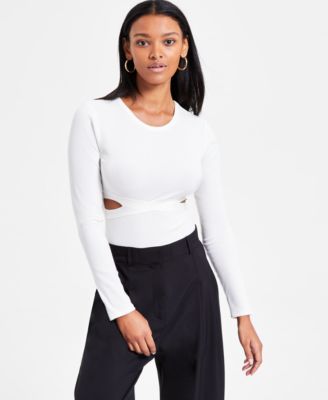 Bar III - Women's Cutout Long-Sleeve Bodysuit