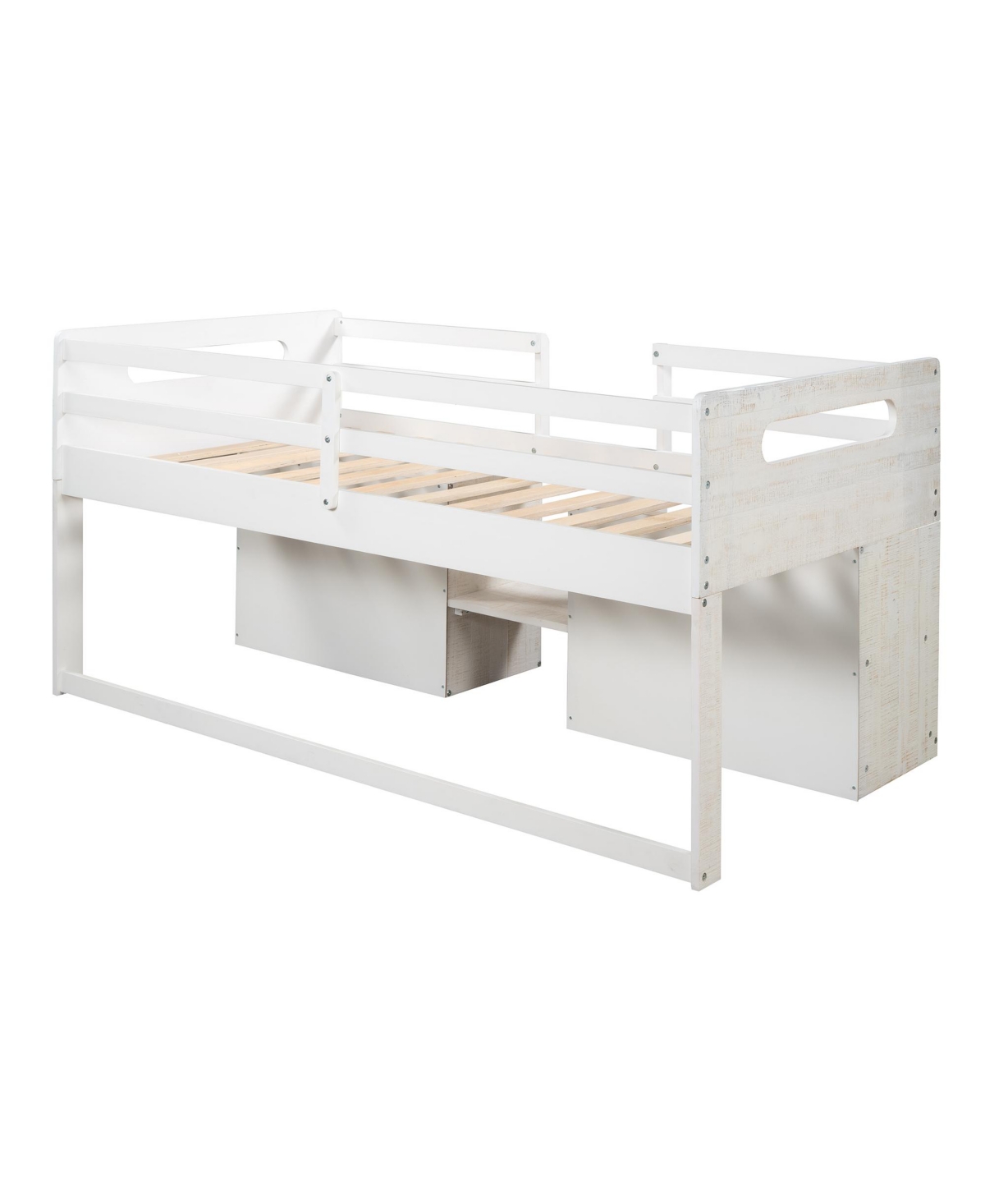 Streamdale Furniture Twin Size Loft Bed With Two Shelves And Two Drawers