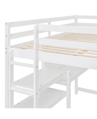 Streamdale Full Size Wooden Loft Bed With Shelves, Desk And Writing Board