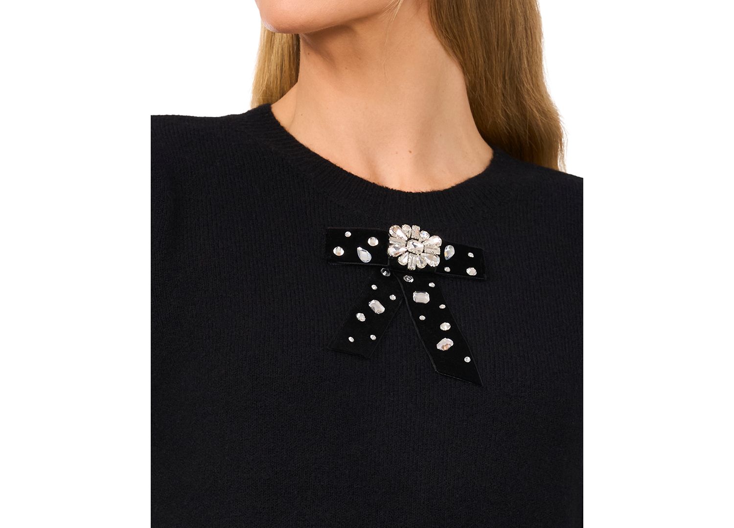 Women's Ribbon-Trim Short-Sleeve Sweater