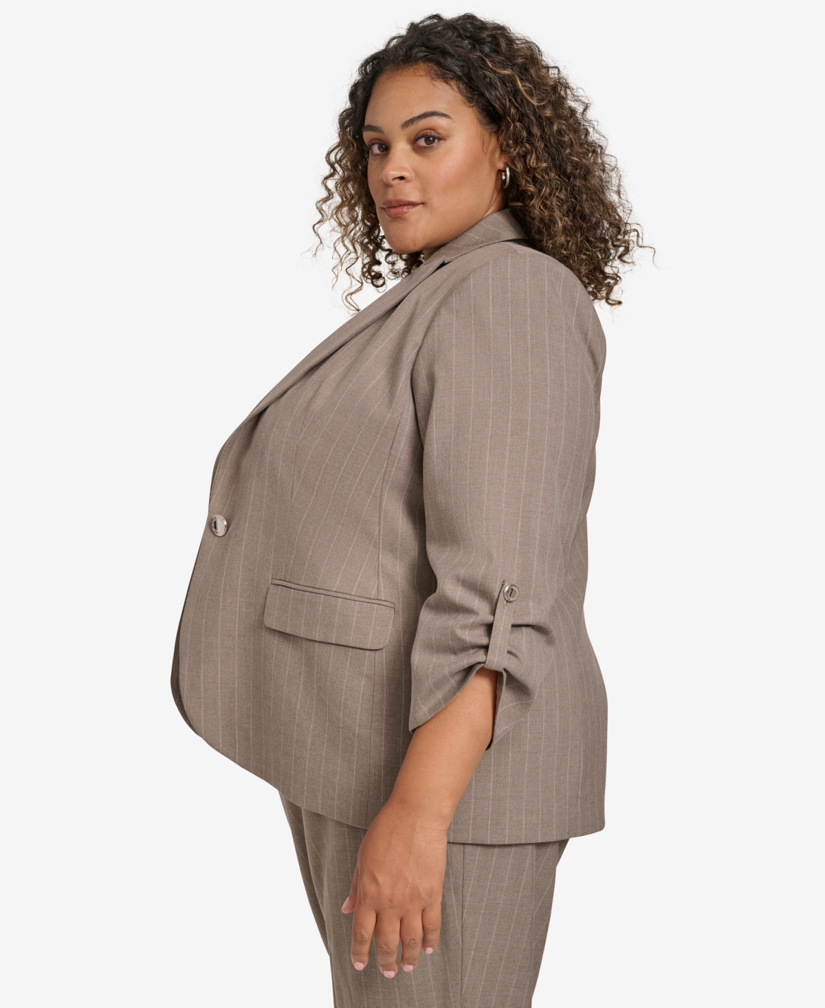 CALVIN KLEIN PLUS SIZE NOTCH-COLLAR SCRUNCH-SLEEVE JACKET 