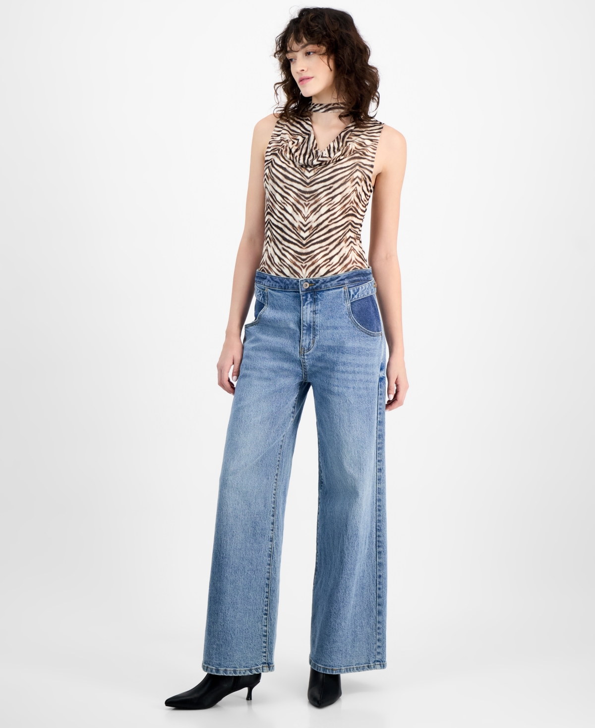 Bariii Bar Iii Women's High-Rise Wide-Leg Denim Jeans, Exclusively at Macy's - Throne