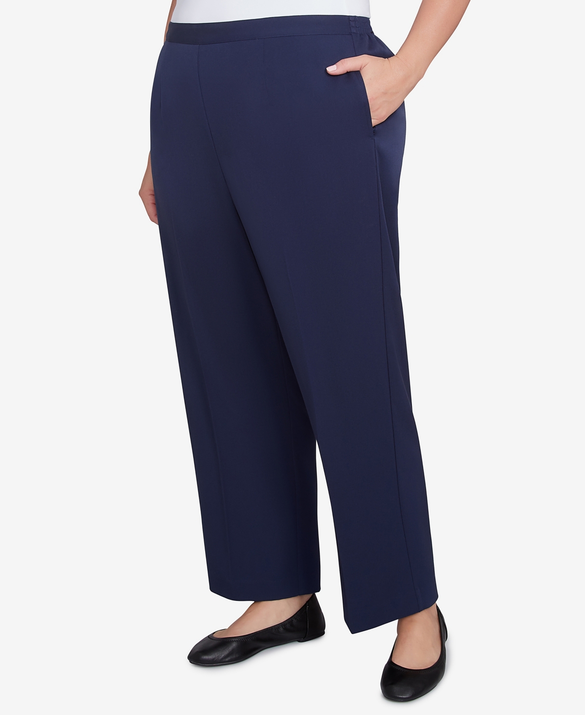 Alfred Dunner Plus Size Block Island Modern Stretch Twill Short Length Pants In Navy