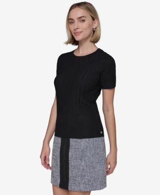 Women's Ribbed Short-Sleeve Sweater 