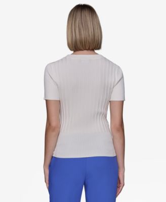 Women's Ribbed Short-Sleeve Sweater 