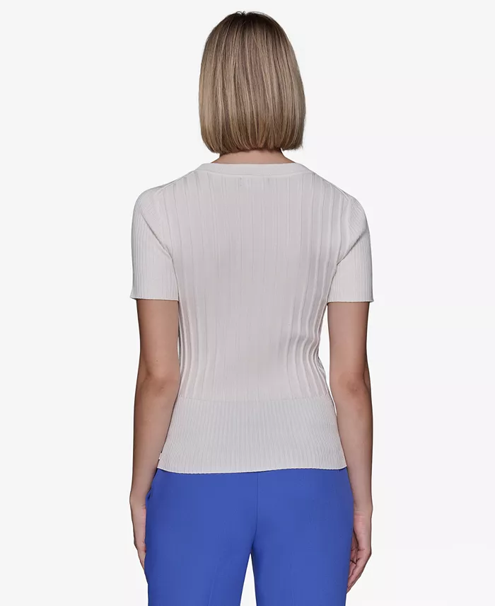 Women's Ribbed Short-Sleeve Sweater - thumbnail 9