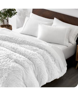 Shaggy Fleece Plush Front Crystal Velvet Back Duvet Cover, Queen