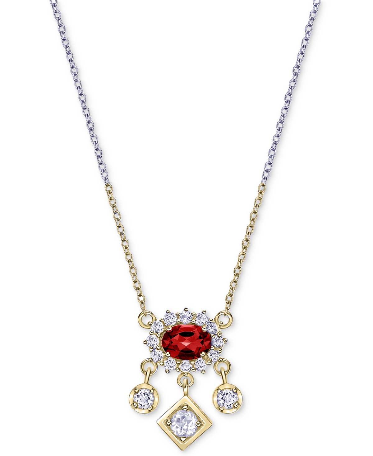 MACY'S GEMSTONE (1 CT. T.W.) & WHITE TOPAZ (5/8 CT. T.W.) PENDANT NECKLACE IN STERLING SILVER OR 10K GOLD-P 