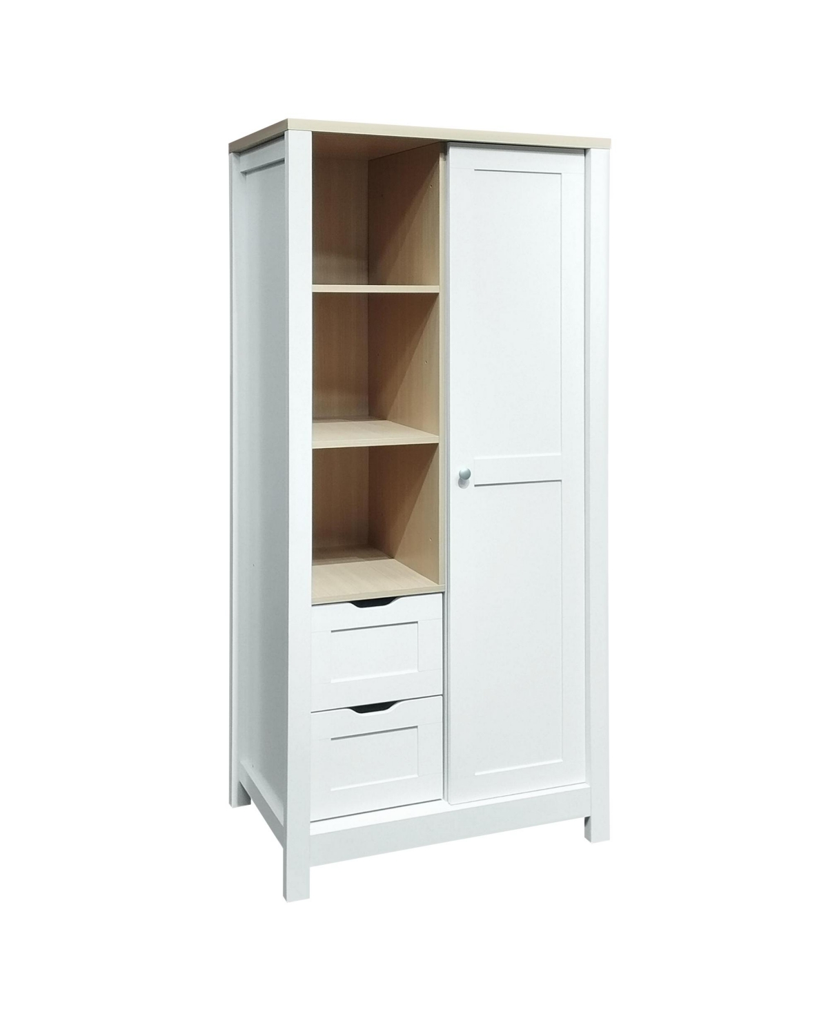 Streamdale Furniture Modern Farmhouse Wardrobe with Sliding Door, Drawers, and Shelves