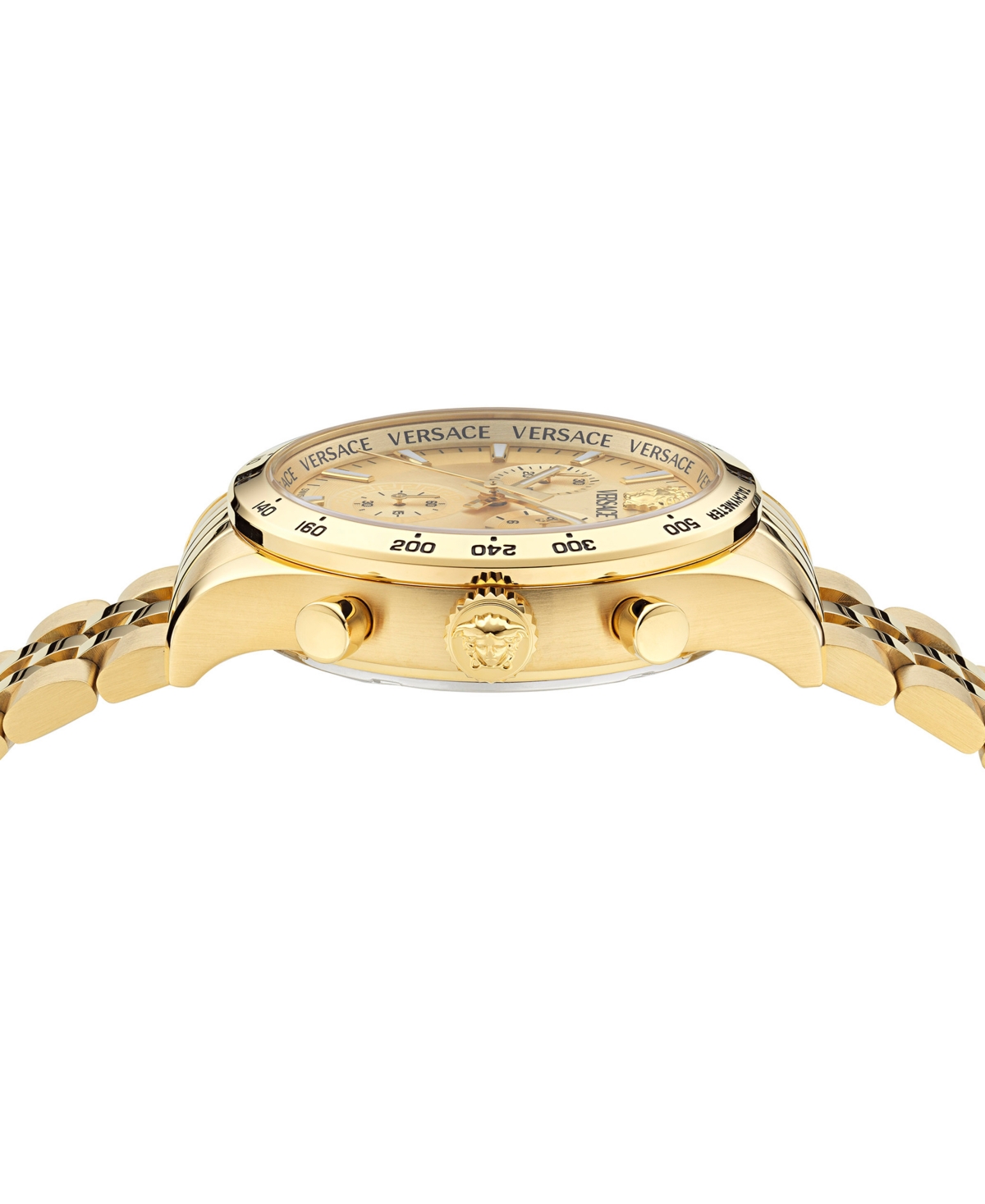 Versace Unisex Swiss Chronograph Hellenyium Gold Ion Plated Bracelet Watch 40mm In Gold