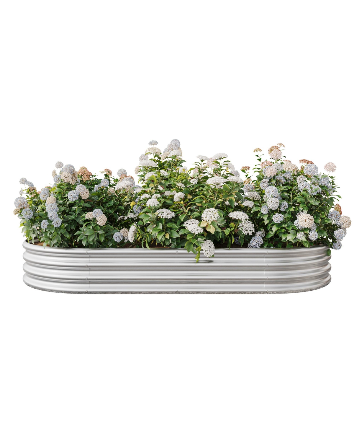 Streamdale Furniture Raised Garden Bed Outdoor, Oval Metal Raised Planter Bed for Plants, Vegetables, and Flowers -- Silver