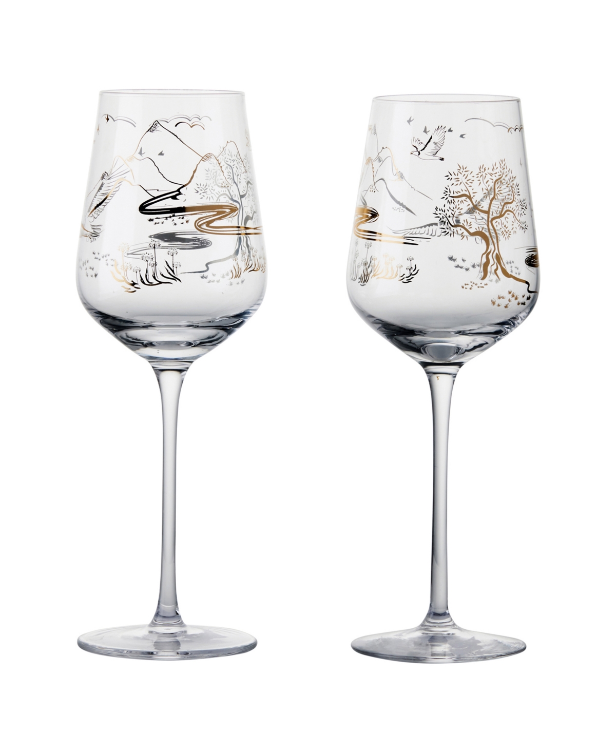 Anton Studio Designs Skye Wine Glasses, Set Of 2 In Gold