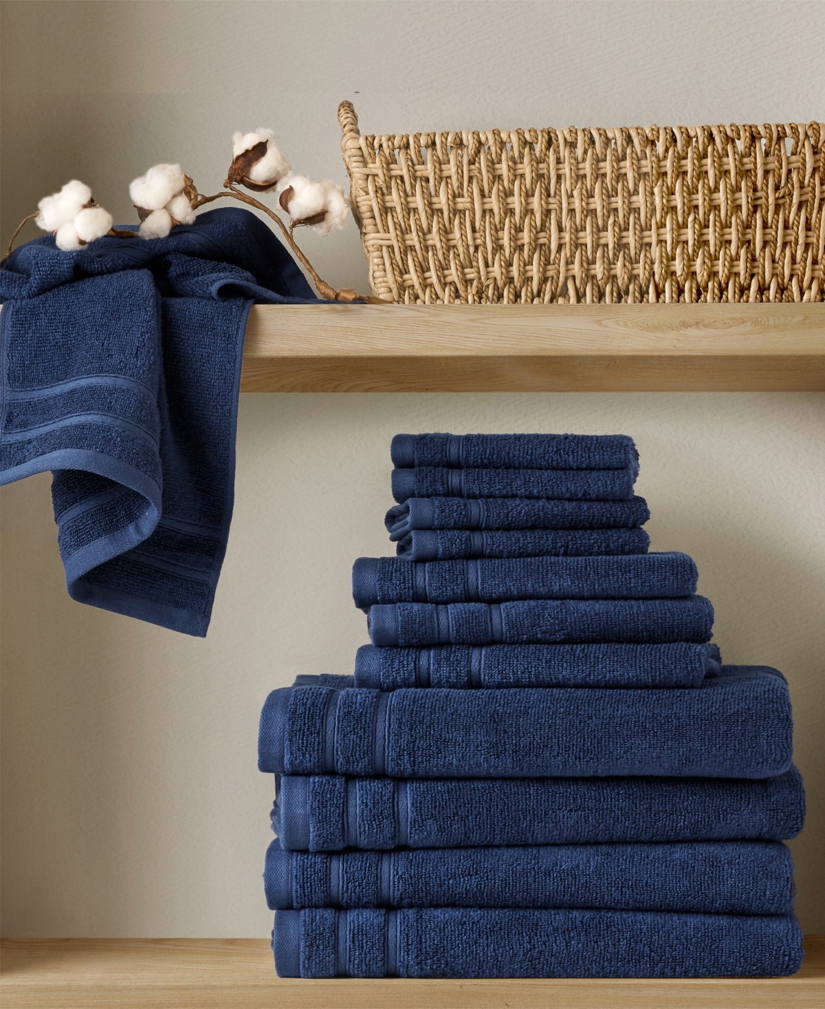 510 Design Essential Quick Dry Cotton 12-pc. Bath Towel Set In Indigo