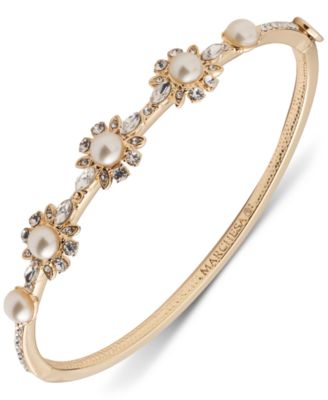Marchesa - Gold-Tone Imitation Pearl & Crystal Sunray Bangle Bracelet