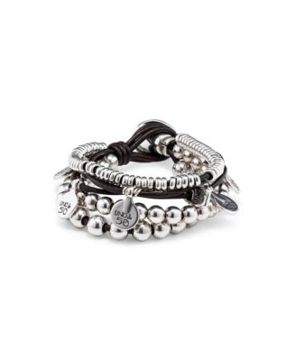 UNOde50 Sterling Silver-plated Leather Rows Bracelet 29090₽