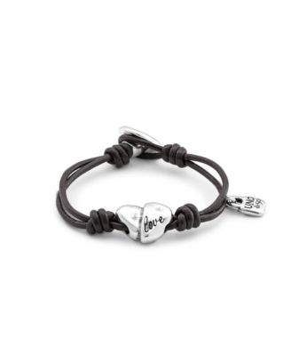 UNOde50 Sterling Silver-Plated Metal Leather Strap Bracelet 10290₽