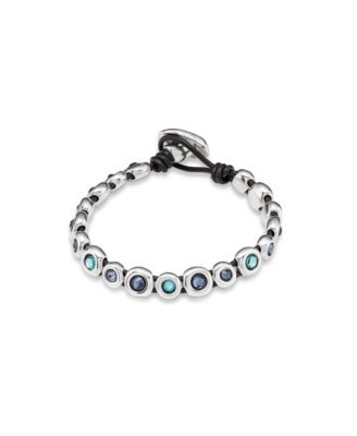 UNOde50 Sterling Silver Murano Crystal Leather Bracelet 26190₽