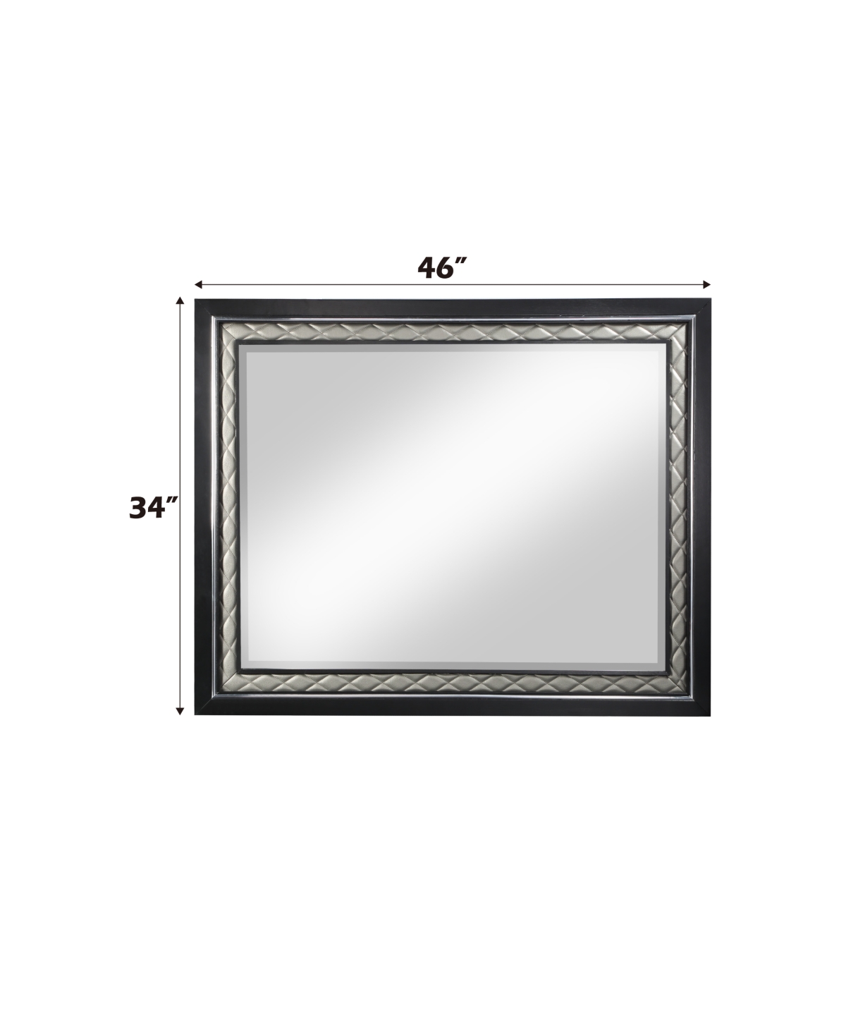 Streamdale Furniture Nicola Mirror Silver Pu &Finish - Black