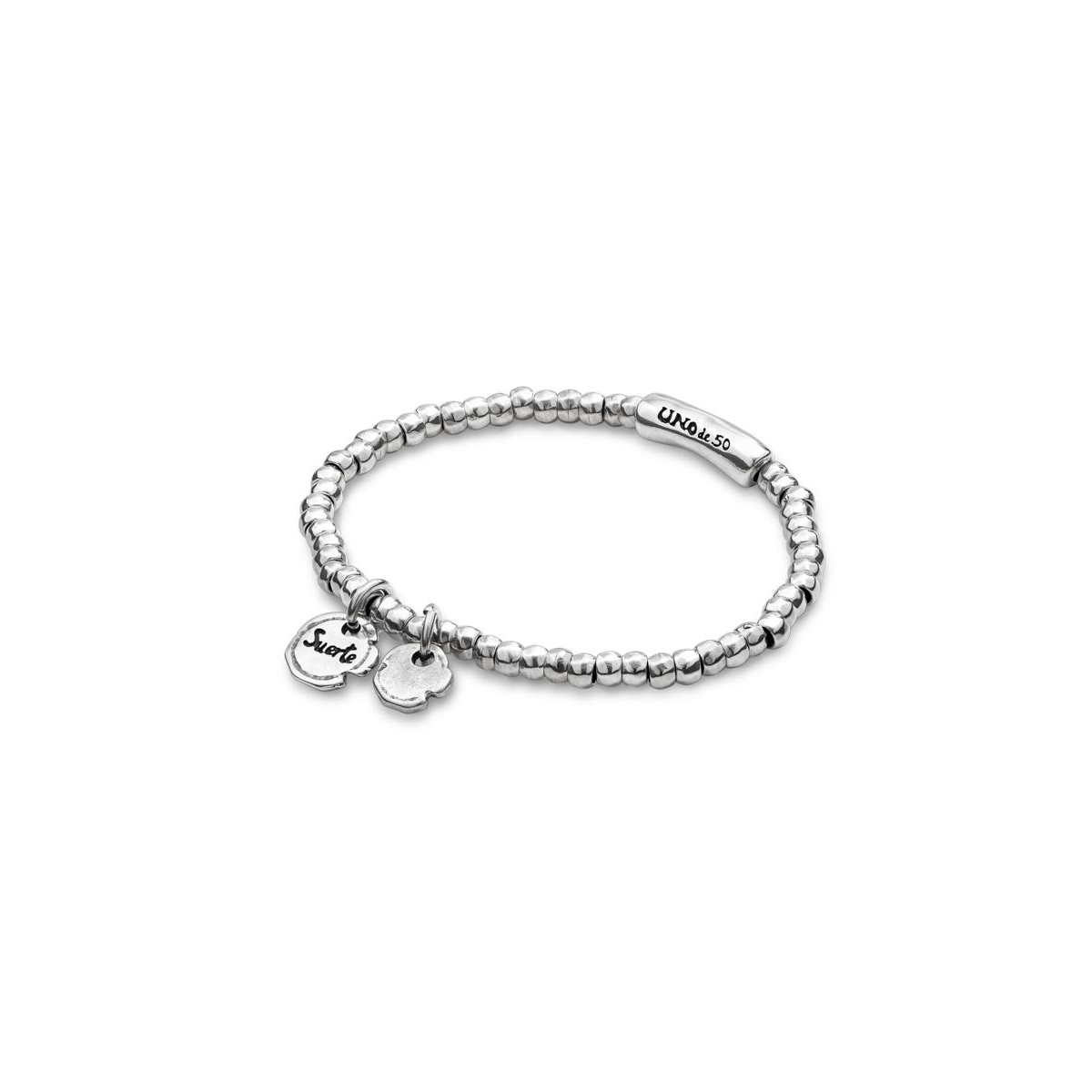 Unode50 Sterling Silver Rounded Bead Bracelet In Silver