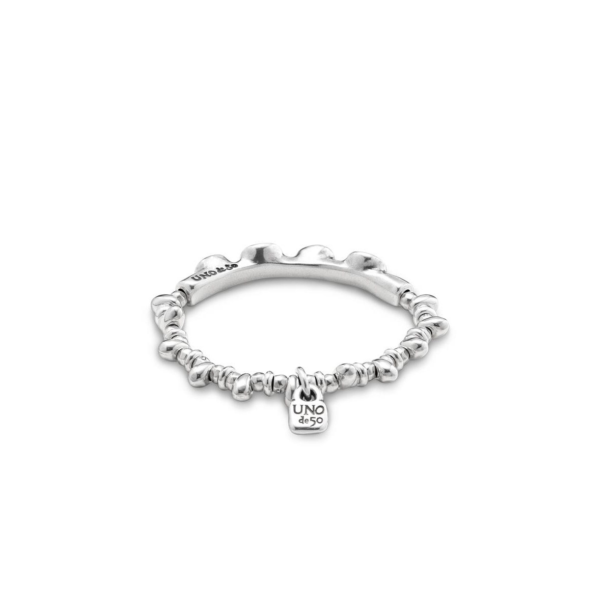 Unode50 Sterling Silver Faceted Crystal Leather Bracelet In Silver
