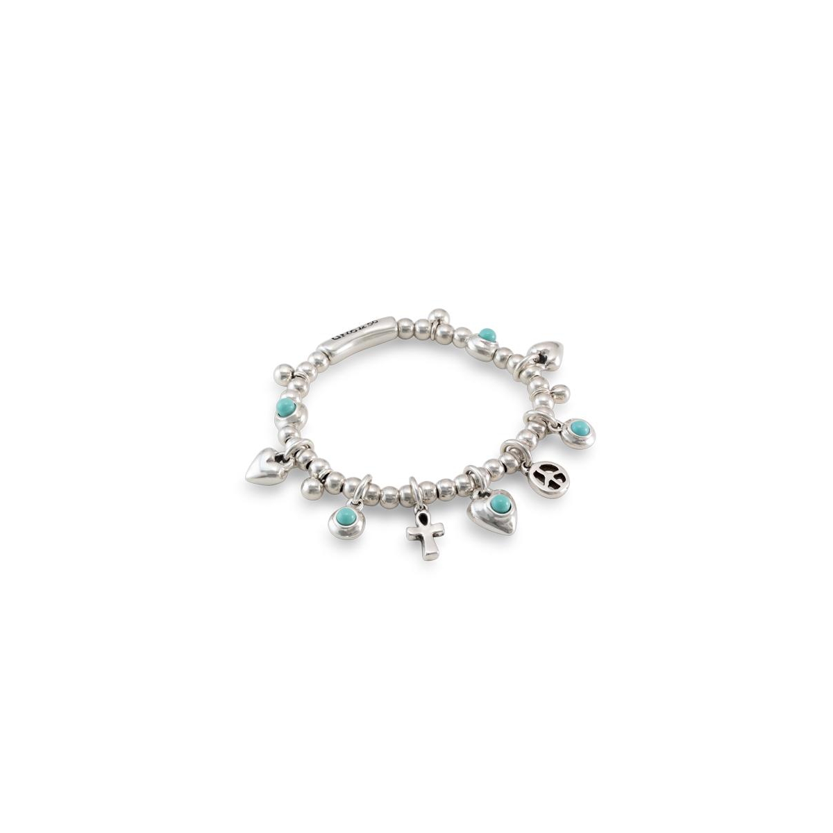 Unode50 Sterling Plated Beaded Bracelet With Charms In Silver
