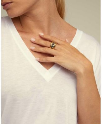 Three Gray Faceted Crystal Metal Alloy Ring