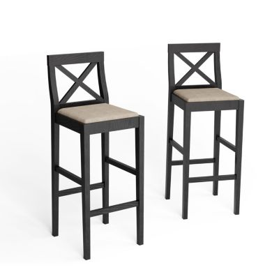 Sturdy Rubber Wood Bar Chair Set for Enhanced Comfort (2Pcs)