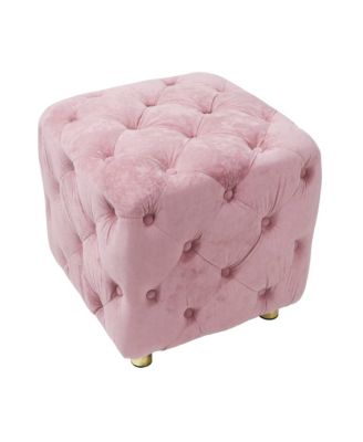 Streamdale Pink Velvet Ottoman Elegant Accent