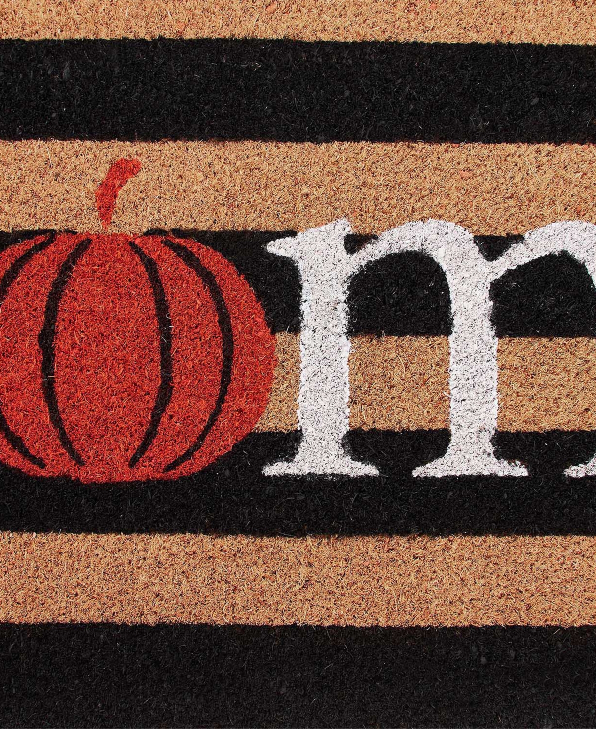 Vcny Home Pumpkin Stripe Halloween Coir Outdoor Doormat, 18" X 30" In Multi