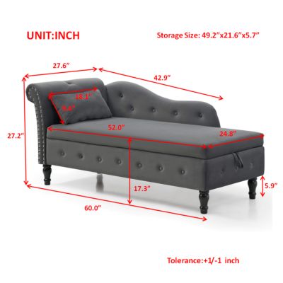 Luxurious Velvet Chaise with Storage and Accents