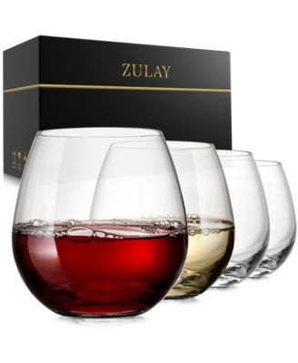 4 Piece Stemless Wine Glasses Set - Perfect For Wine & Other Cocktails