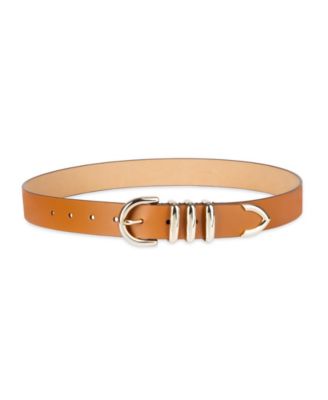 Women's Modern Triple Keeper Beveled Edge Leather Belt