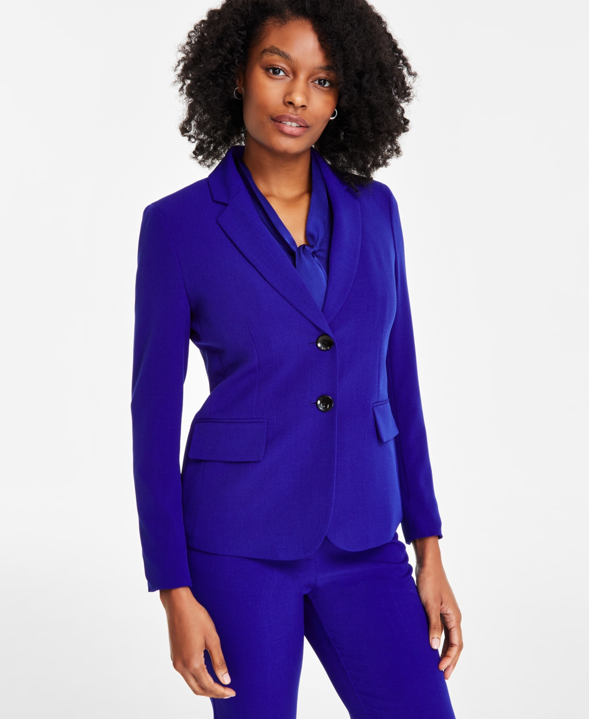 Kasper Women's Stretch Crepe Two-Button Notch-Collar Blazer, Regular & Petite Sizes
