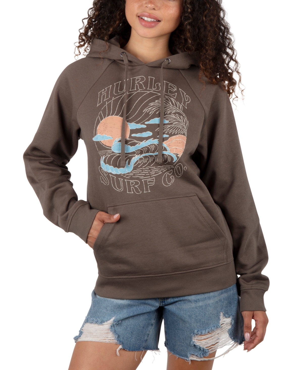HURLEY JUNIORS' GRAPHIC LONG-SLEEVE HOODIE 