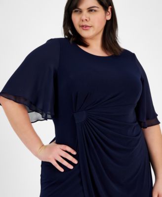 Plus Size Draped Flutter-Sleeve Sheath Dress