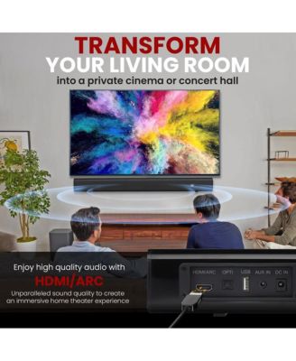 Wave Base Wireless Bluetooth Streaming Tabletop Soundbar, Digital Speaker System with Remote Control and HDMI (ARC)