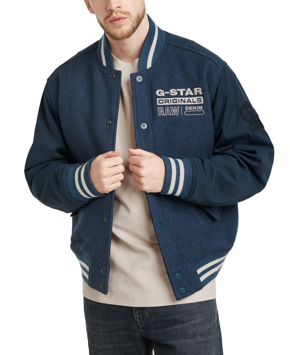 Men's Logo Varsity Bomber Jacket - Rank Blue