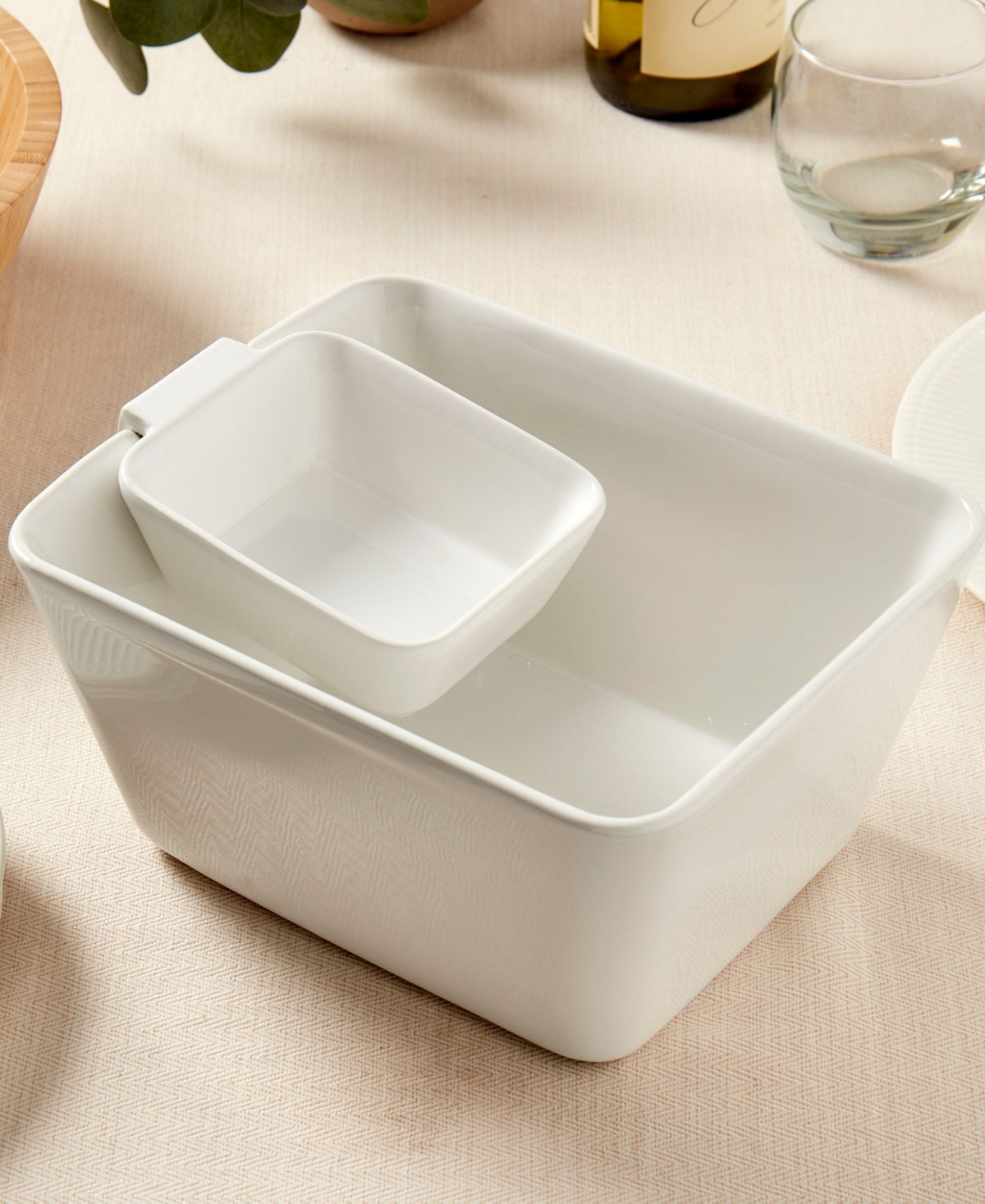 Denmark Tools For Cooks Rectangular Chip Dip Set In White