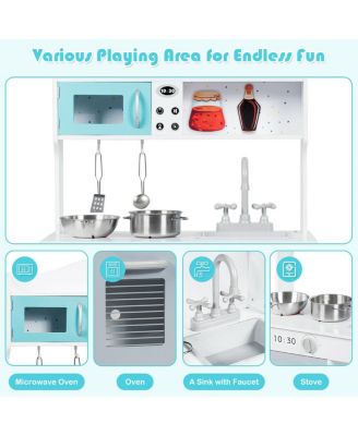 Kids Pretend Kitchen Playset with Cookware and Food Accessories