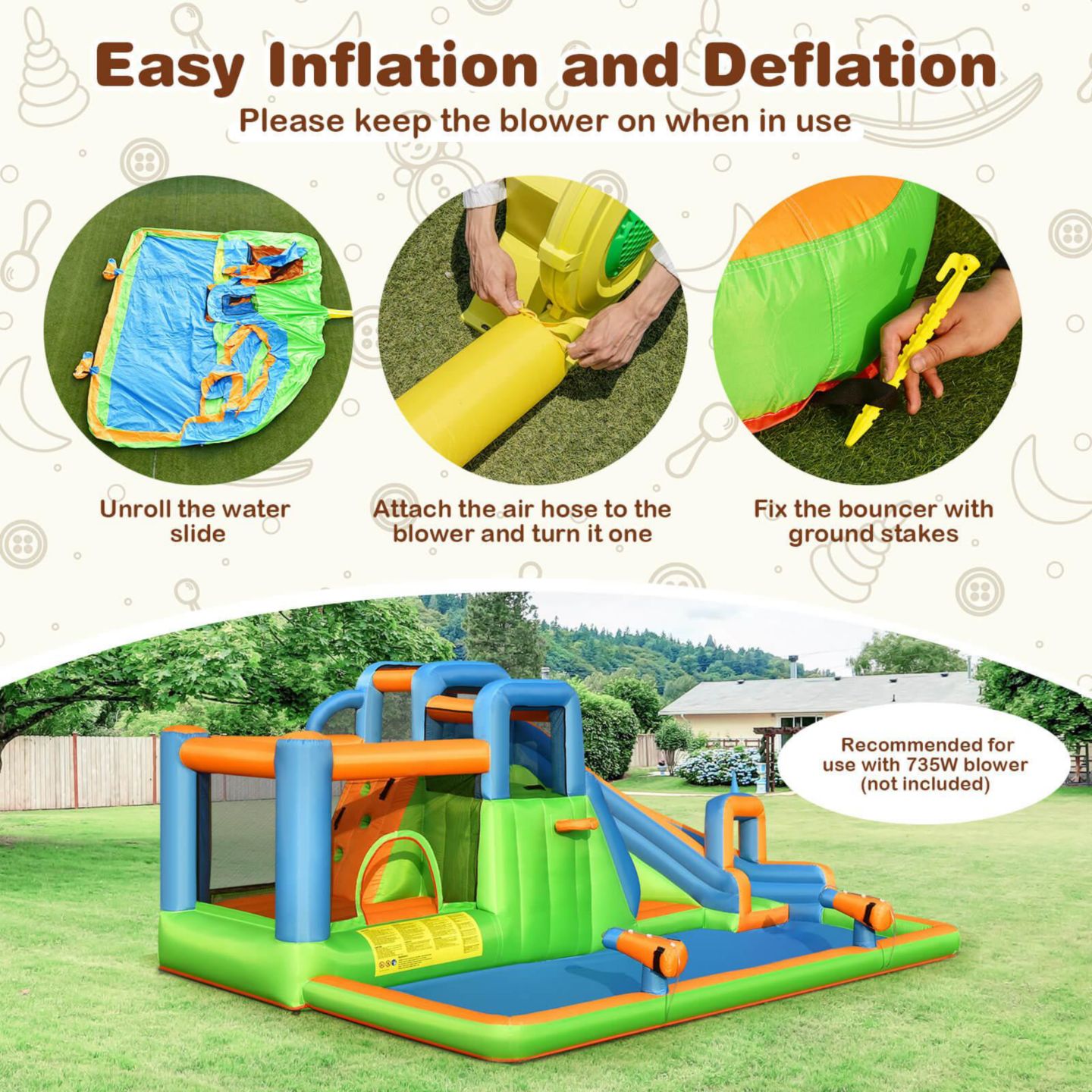 Детская игрушка GOUUN Inflatable Water Slide Bounce House with Dual Climbing Walls — фото 9