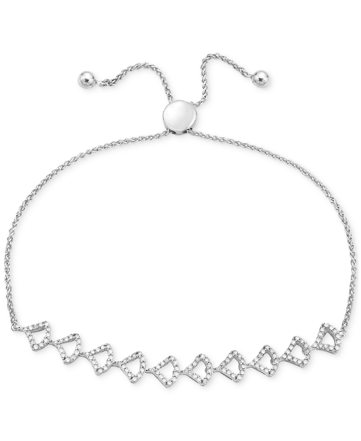 MACY'S DIAMOND OPENWORK CURVED LINK BOLO BRACELET (1/2 CT. T.W.) IN 10K WHITE GOLD 