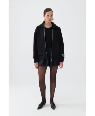 NOCTURNE Women's Zippered Kangaroo Pocket Sweatshirt