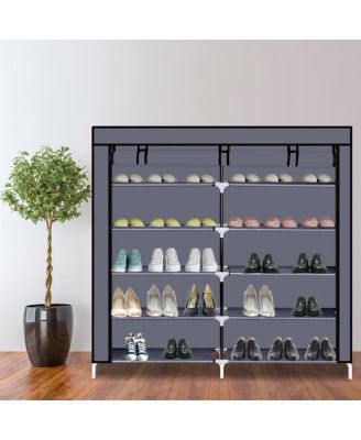 7-Tier Portable Shoe Rack with Fabric Cover for Organized Shoe Storage and Closet Organization