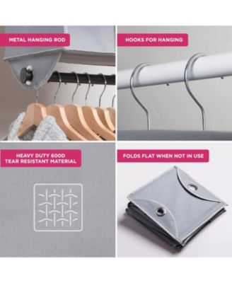 Hanging Closet Organizer with 4 Shelves and Black Metal Rod