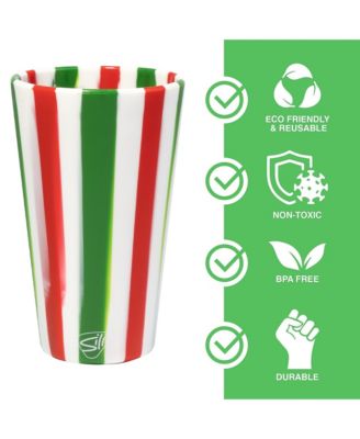 Pint Glasses: 4 pk - (2) Peppermint & (2) Poinsettia - Holiday 2023