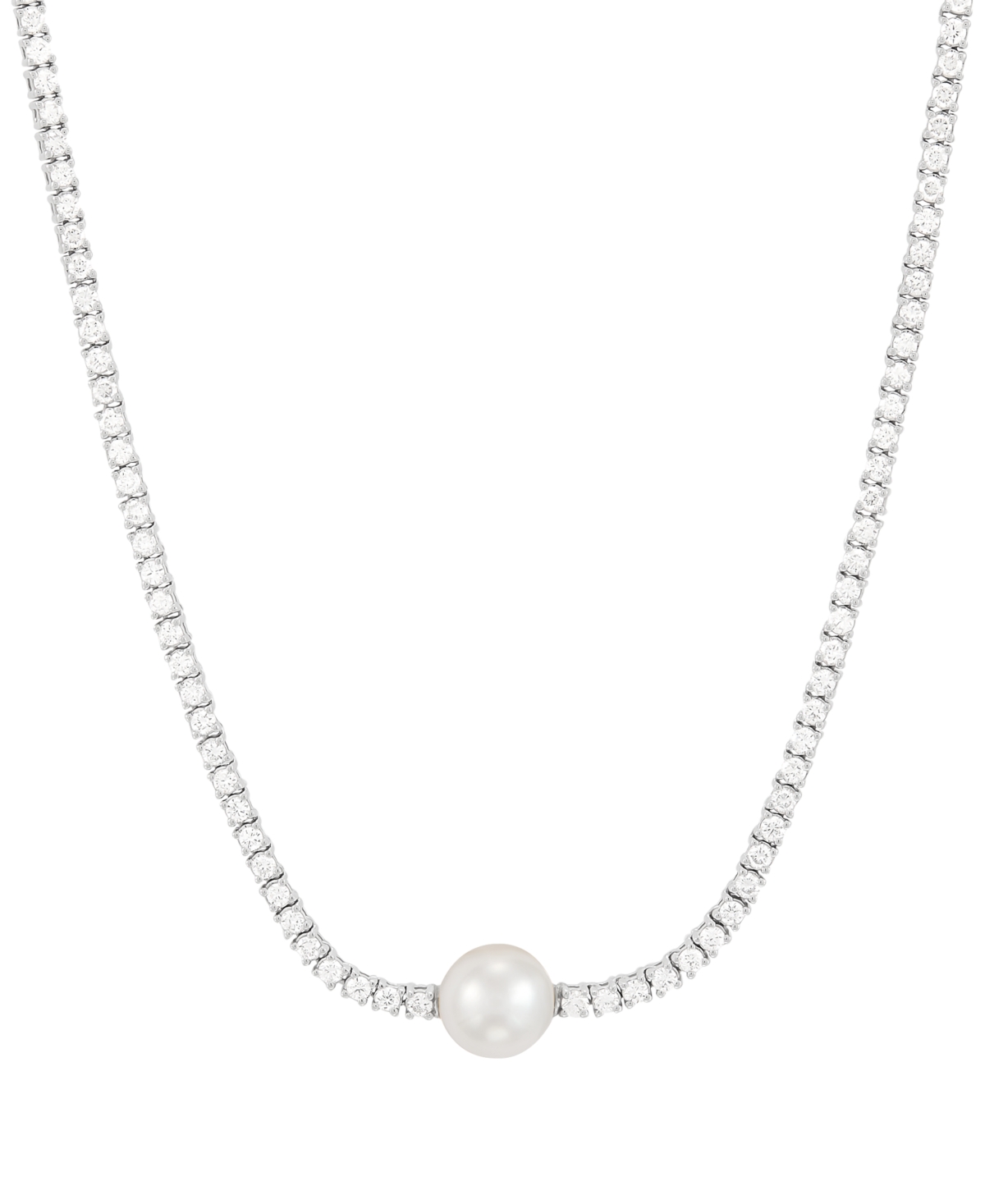 Grown With Love Cultured Freshwater Pearl (8mm) & Lab-grown Diamond (2-3/4 Ct. T.w.) Collar Necklace In 14k White Go In White Gold
